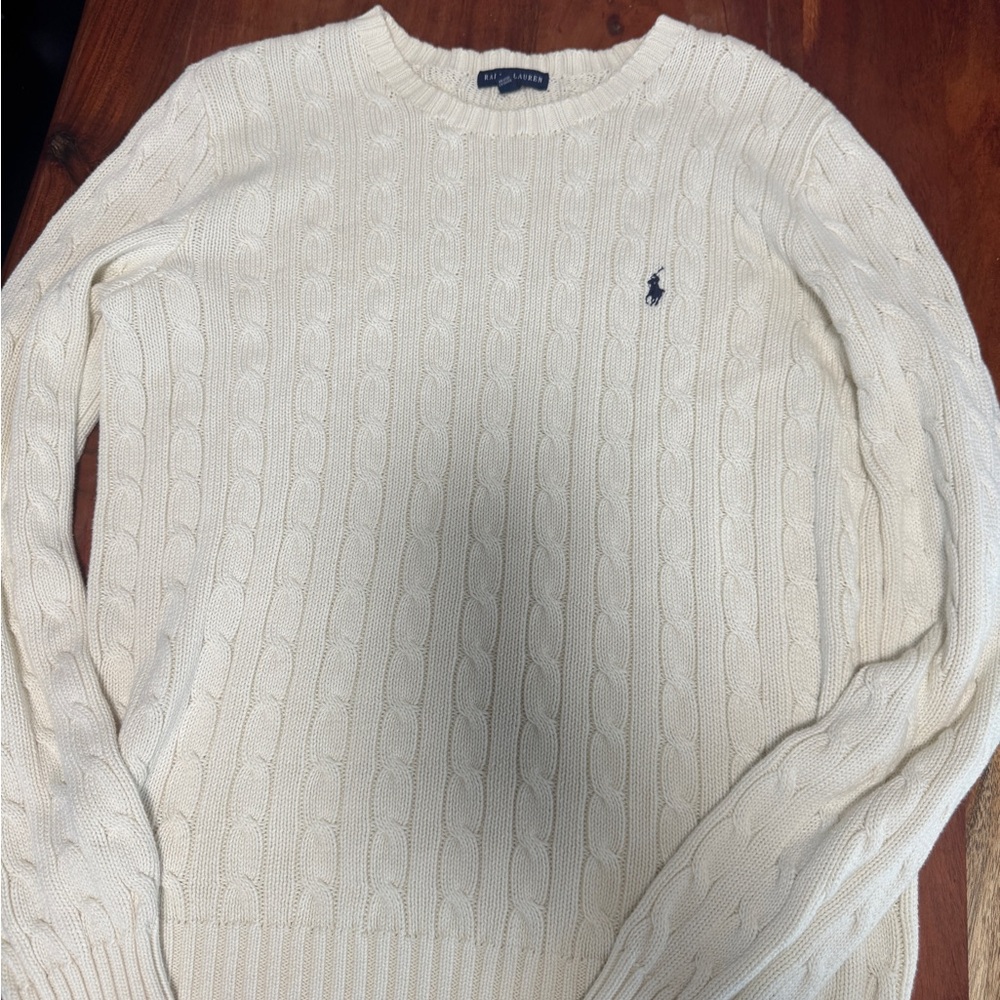 Ralph Lauren Men's Off-White Cable Knit Sweater